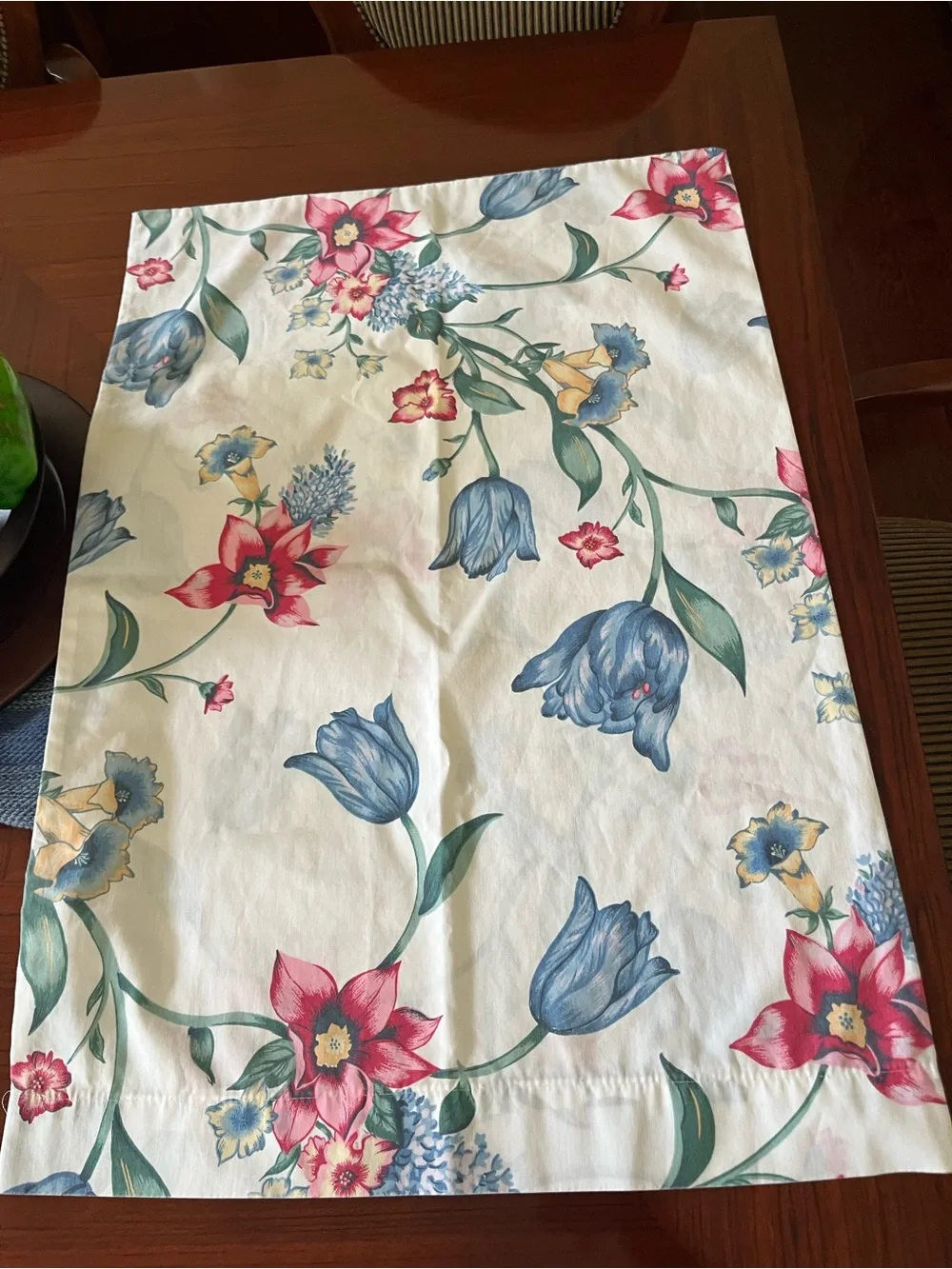 Vintage Floral with Blue Tulip Print pillow case